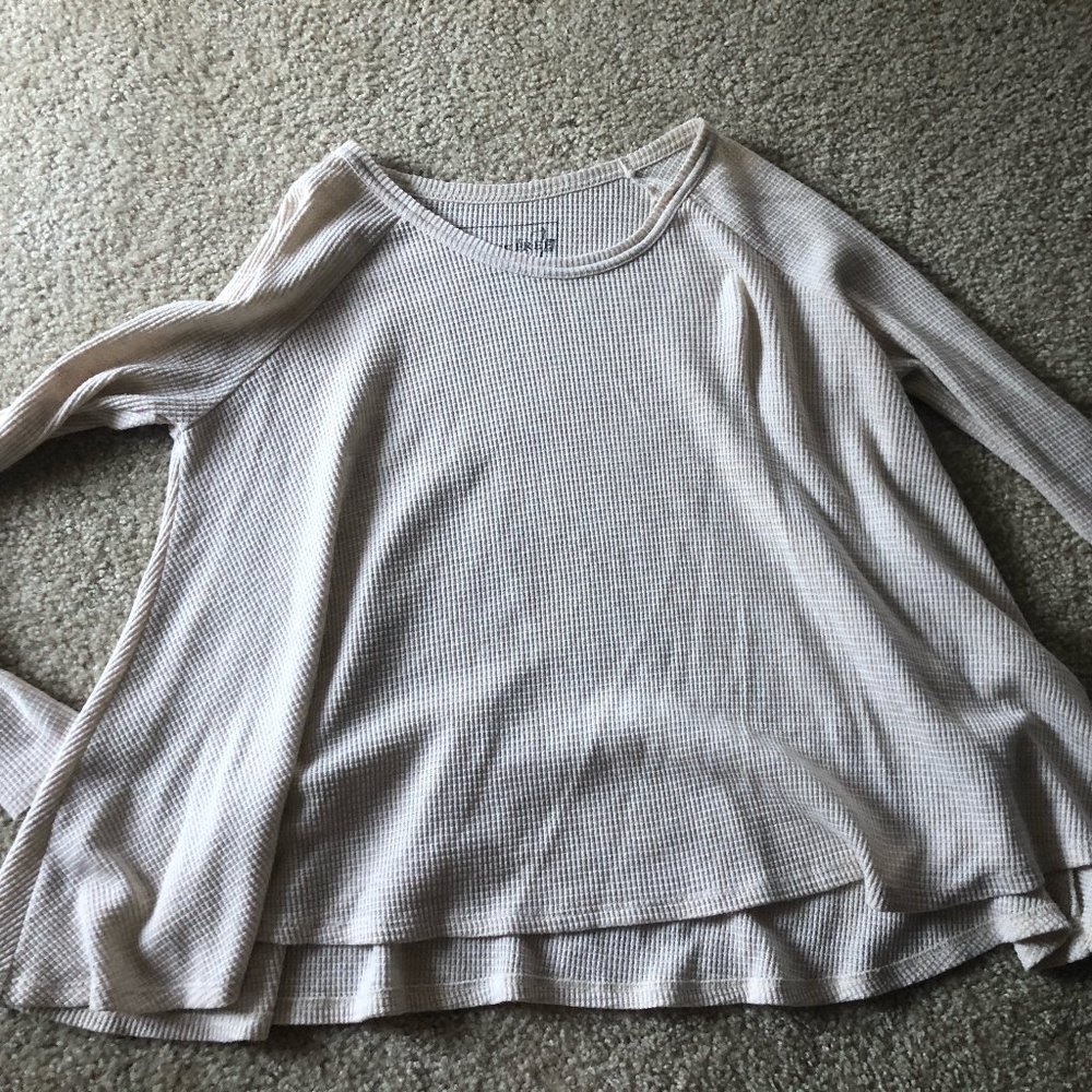 Beige Waffle Pattern Long Sleeve